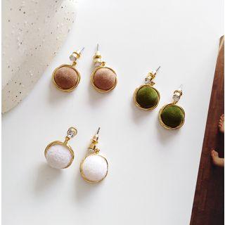 Rhinestone Pom Pom Drop Earring / Clip-on Earring