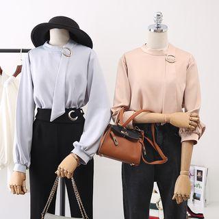 Tie Accent Long Cuff Sleeve Blouse