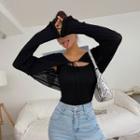 Tie-front Ribbed Knit Bolero
