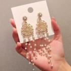 Faux Pearl Dream Catcher Fringed Earring 1 Pair - Gold - One Size