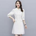 Elbow-sleeve Double Breasted Dress