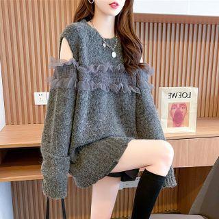 Cutout Lace Trim Sweater