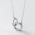 Rhinestone Loop Necklace 1 Pc - S925 Sterling Silver Necklace - One Size