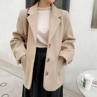 Plus Size Patch-pocket Single-breasted Blazer