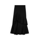 High-waist Asymmetric Lace Trim Skirt