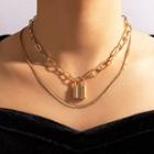 Lock Pendant Alloy Necklace 17533 - Gold - One Size