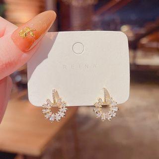 Rhinestone Drop Earring E3256 - 1 Pair - Gold - One