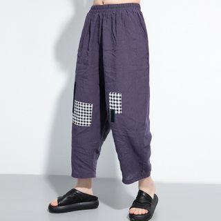 Patched Cropped Harem Pants