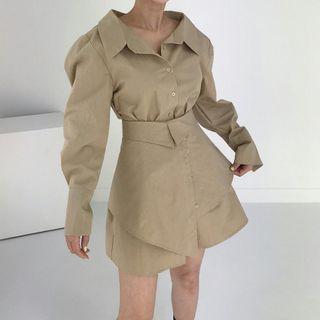 Set: Mini A-line Shirtdress + Irregular Mini A-line Skirt