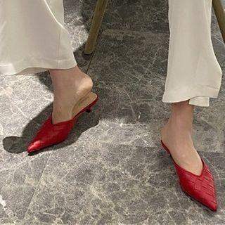 Pointy Woven Low Heel Mules