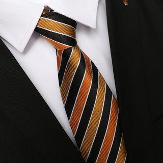 Striped Neck Tie Zsld030 - Stripe - Yellow & Black - One Size