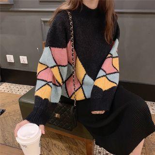 Argyle Pattern Loose Sweater