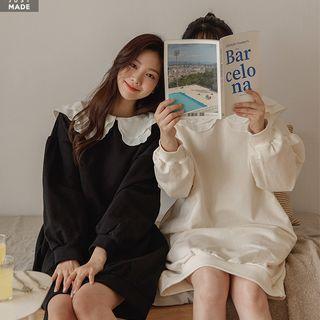 Layered-collar Midi Sweatshirt Dress
