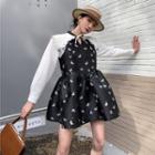 Mock Two-piece Butterfly Jacquard Mini A-line Dress