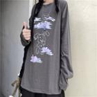 Cartoon Rabbit Long-sleeve Round Neck T-shirt