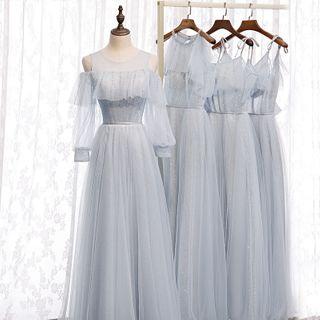 Cold-shoulder Glitter Mesh A-line Gown