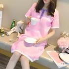 Short-sleeve Lettering Knit Polo Dress