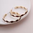 Gemstone Hoop Earring 1 Pair - 1891 - Gold - One Size