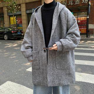 Long-sleeve Ribbed Woolen Trench Coat