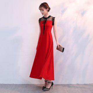 Sleeveless Tie-neck A-line Prom Dress