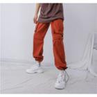 Embroidered Letter Adjustable Cuff Cargo Pants