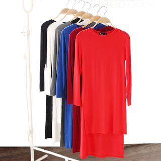 Long-sleeve Dip-back A-line Dress