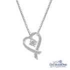Verse Of Precious Heart Collection - 18k White Gold Diamond Paved Ribbon Heart-shaped Pendant Necklace (16)