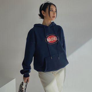 Brushed Loose-fit Hooded Pullover Blue - One Size