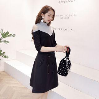 Set: Knit Top + Double-breasted Skirt