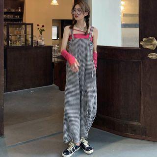 Asymmetric Camisole / Checker Sleeveless Jumpsuit