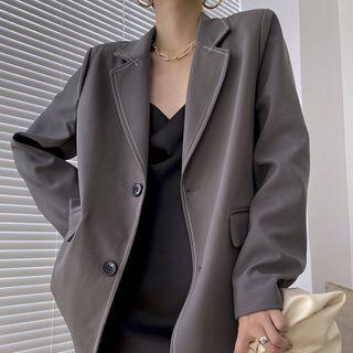 Contrast Trim Single Breasted Blazer