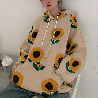 Loose-fit Flower Printed Hoodie