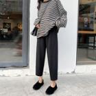 Plain Knit Cropped Tapered Pants