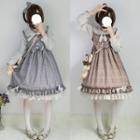 Long-sleeve Plaid A-line Dress / Headband / Set