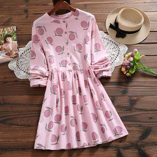 Long-sleeve Fruit Print A-line Dress