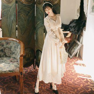 Bell-sleeve V-neck A-line Maxi Dress