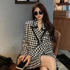 Double-breasted Pattered Blazer / Knit Shawl