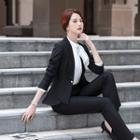 Long-sleeve Tie-neck Blouse / Peplum Jacket / Dress Pants / Pencil Skirt