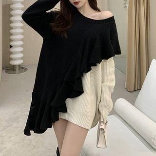 Two Tone Sweater Black & White - One Size