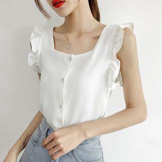 Square-neck Sleeveless Chiffon Blouse
