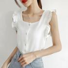 Square-neck Sleeveless Chiffon Blouse