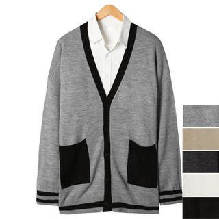 Couple Loose-fit Two-tone Cardigan