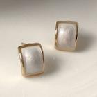 Sterling Silver Stud Earring 1 Pair - 1504 - White & Gold - One Size