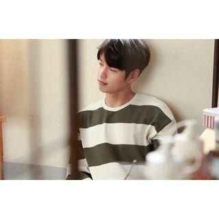 Layered-hem Striped Sweatshirt