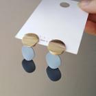 Alloy Matte Disc Dangle Earring 1 Pair - Studded Earring - Gold & Light Blue & Dark Blue - One Size