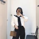 Set: Plain Shirt + Knit Shawl + Wide Leg Pants