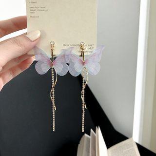 Butterfly Fringed Dangle Earring / Clip-on Earring