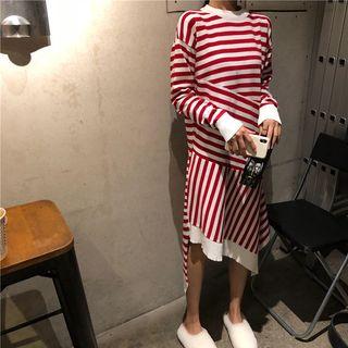 Irregular Striped Long-sleeve Dress