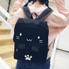 Cat Embroidery Canvas Backpack