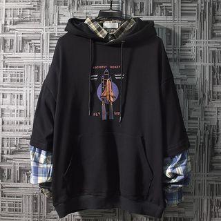 Couple Matching Mock Two Piece Printed Hoodie